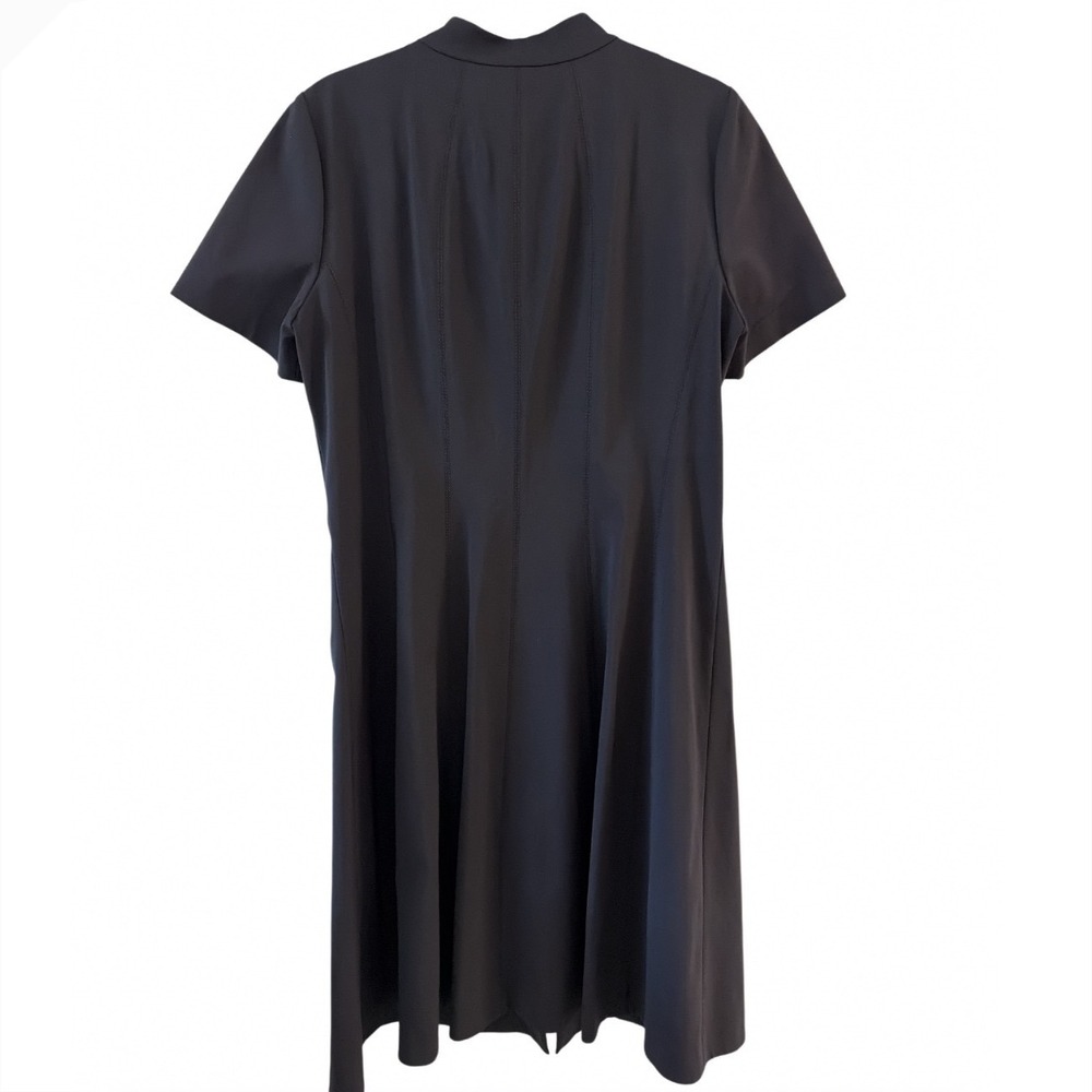 Lafayette 148 New York Black Zip Front Dress Short Sleeve Cotton Blend Size‎ 14 - Picture 2 of 10